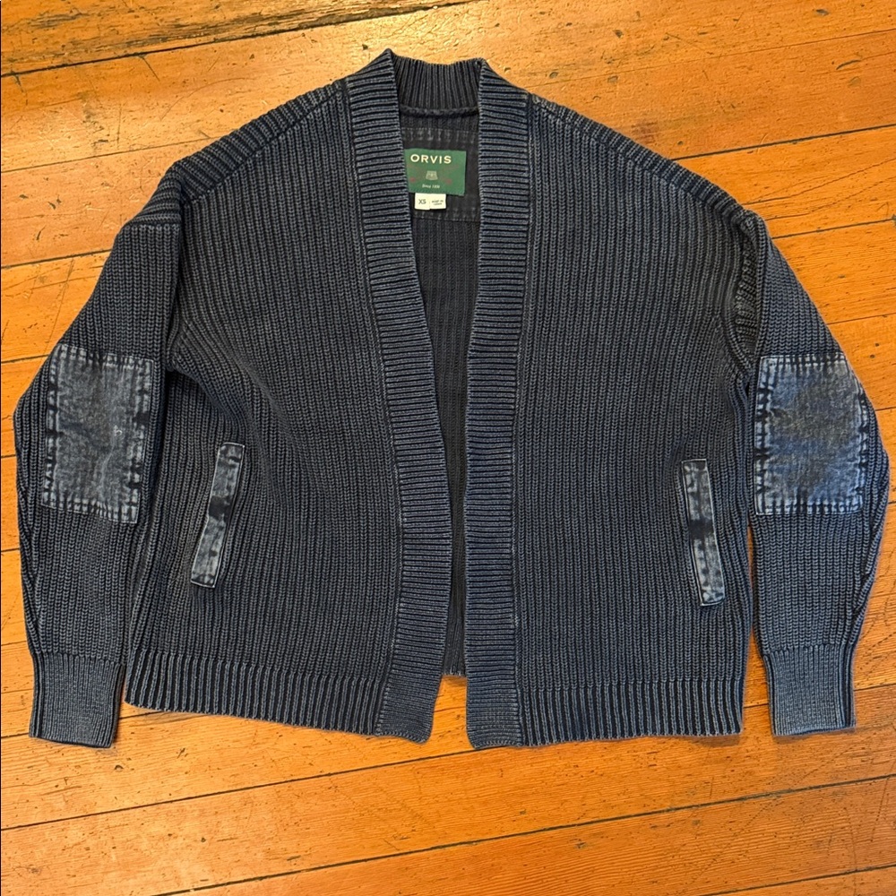 Orvis Women’s Denim Blue 100% Cotton Knit Cardigan